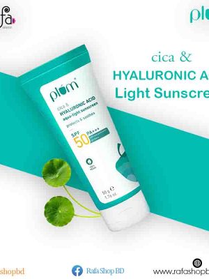 Plum Cica & Hyaluronic Acid Aqua-Light Sunscreen SPF 50 PA+++ | No White Cast, Lightweight, Non-Sticky | Safe, New Generation UV Filters | Dermat-Tested | Blue Light Protection | Sunscreen For Women & Men | 100% Vegan | 50 g