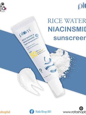 Plum 2% Niacinamide Sunscreen SPF 50 PA+++ With Rice Water | UVA/ UVB Protection | Reduces Tan, Brightens Skin | No White Cast, Lightweight, Non-Sticky | Dermatologically Tested | All Skin Types | Women & Men | 100% Vegan | 50 g