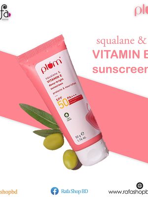 Plum Squalane & Vitamin E Dewy-Bright Sunscreen SPF 50 PA+++ | No White Cast, Lightweight, Non-Sticky | With Safest, New Generation UV Filters | Protects & Nourishes | All Skin Types | Sunscreen For Women & Men | 100% Vegan | 50 g